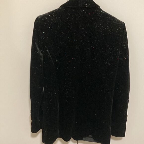 Black Velvet Celestial Woman’s Blazer with Multicolor Sparkles & Stars. Sz 2. - Picture 3 of 10